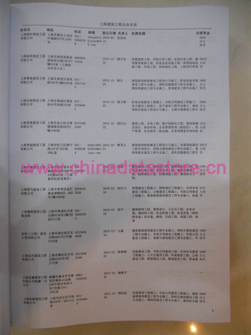 上海建筑工程企業黃頁收錄了最新的上海建筑工程企業名單，具有極高的營銷價值，實實在在提高銷售業績