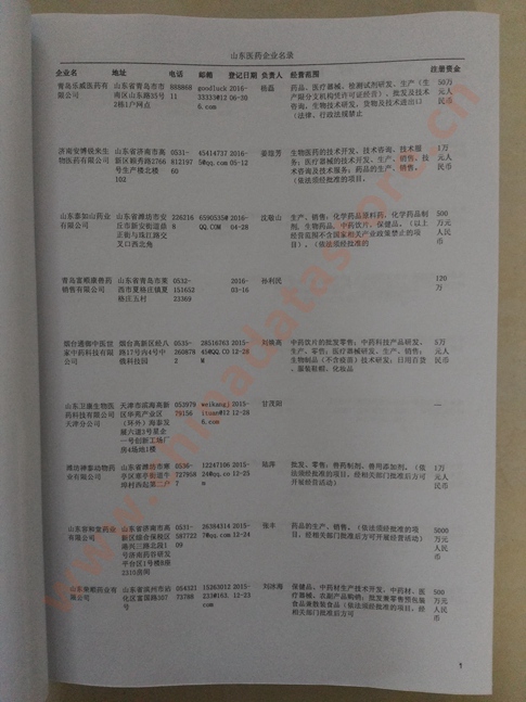 山東醫(yī)藥企業(yè)黃頁收錄了最新的山東醫(yī)藥企業(yè)名單，具有極高的營銷價值，實實在在提高銷售業(yè)績